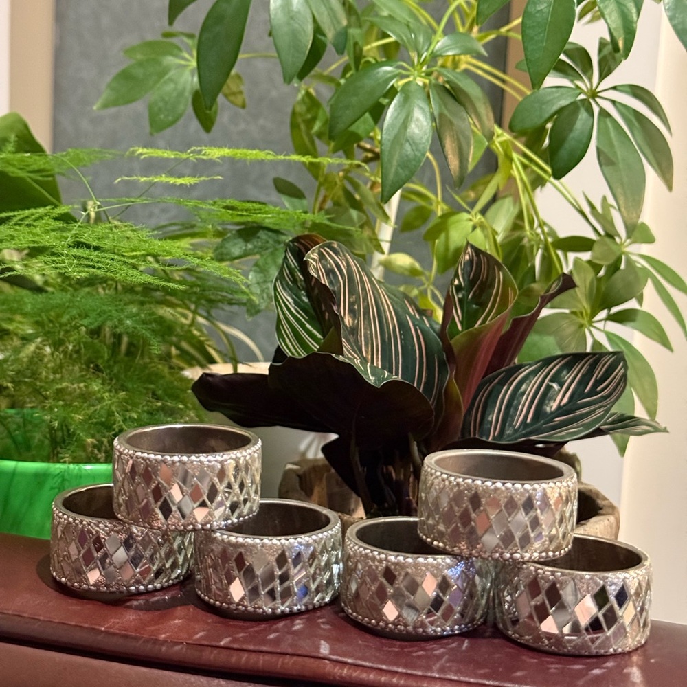 Diamond Mirror - Napkin Rings Set